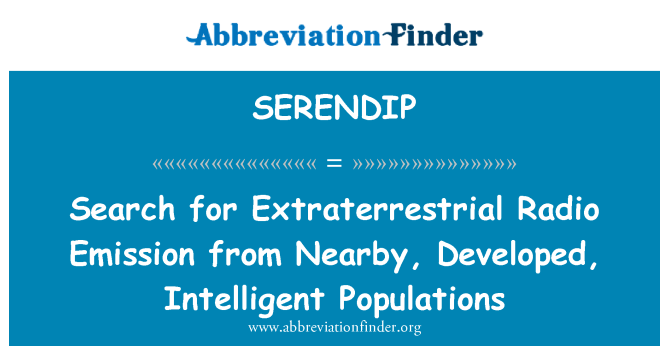 SERENDIP: البحث عن انبعاث الإذاعة خارج الأرض من السكان القريبة، والمتقدمة، وذكي