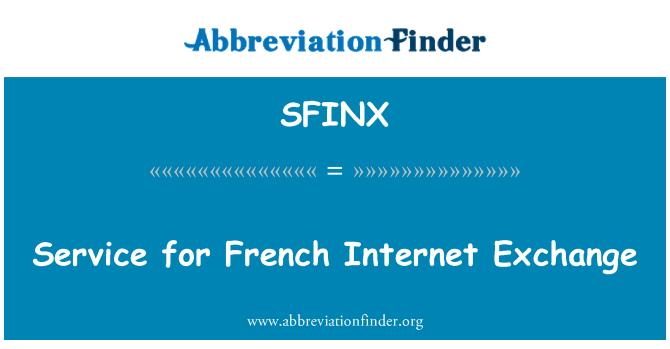 SFINX: Service for French Internet Exchange