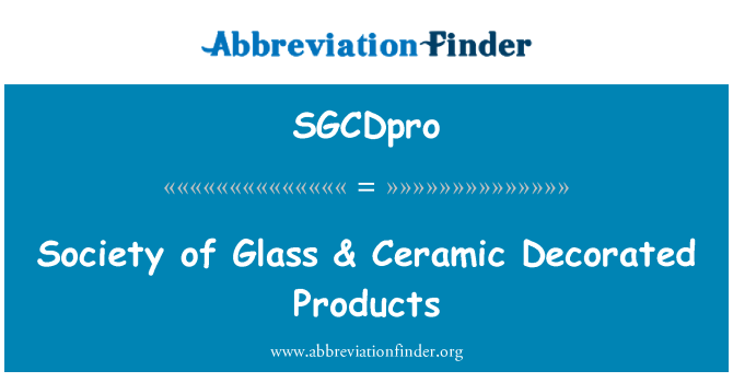 SGCDpro: Samenleving van glas & keramische ingericht producten