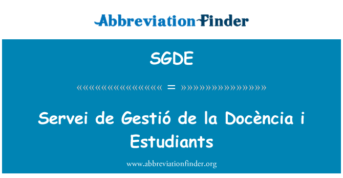 SGDE: Servei de Gestió de la Docència jsem Estudiants