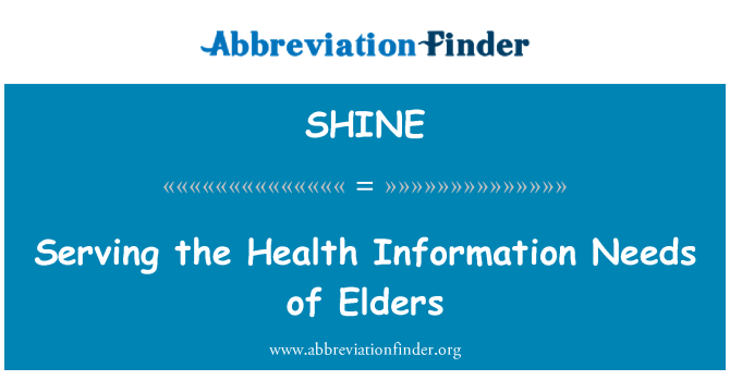 SHINE: Li jservu l-ħtiġiet ta ' informazzjoni tas-saħħa ta ' Elders