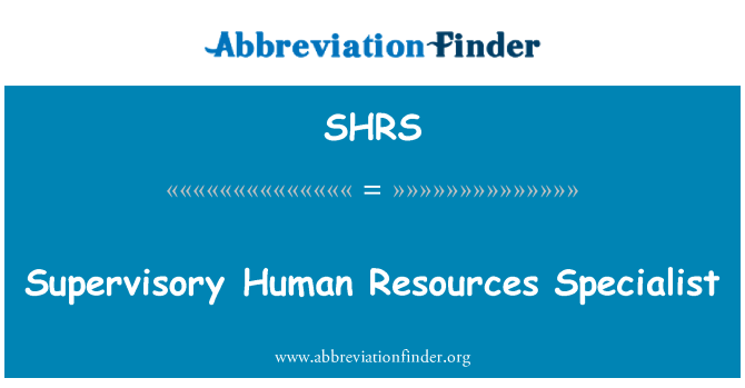 SHRS: Specialista dohledu lidských zdrojů