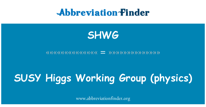 SHWG: SUSY Higgs gwoup (fizik)