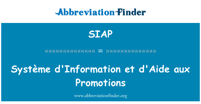 SIAP: Système d'Information et d'Aide aux promosyonlar