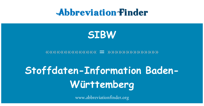 SIBW: Stoffdaten-informasjon Baden-Württemberg