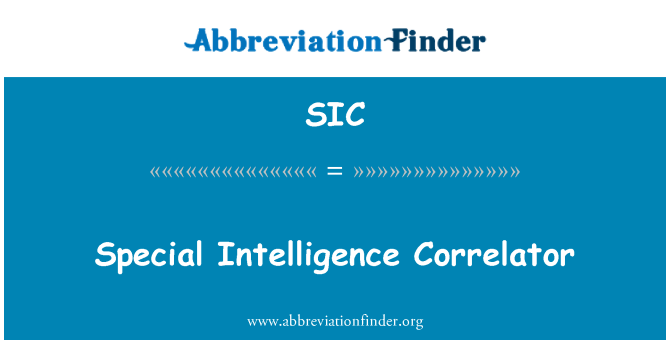 SIC: Ειδικών πληροφοριών Correlator