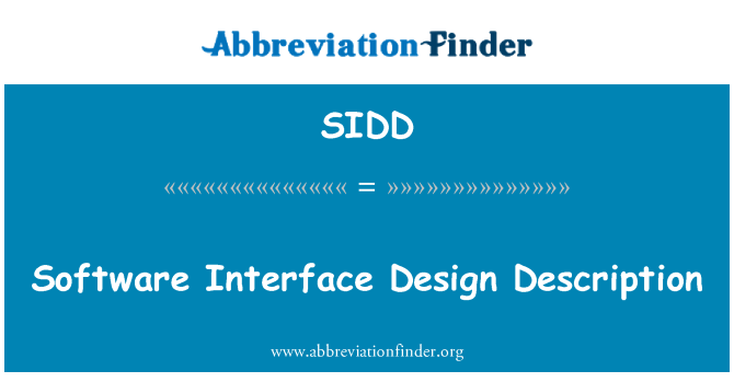 SIDD: Software Interface Design Description