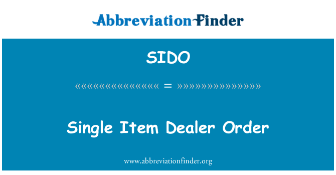 SIDO: Elemento singolo rivenditore ordine