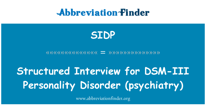 SIDP: Structurées entèvyou pou DSM-MALAD pèsonalite Troubles (sikyatri)