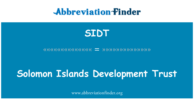 SIDT: Solomon Islands Development Trust