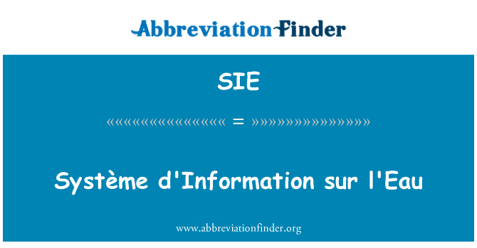 SIE: Système Information sur l'eau