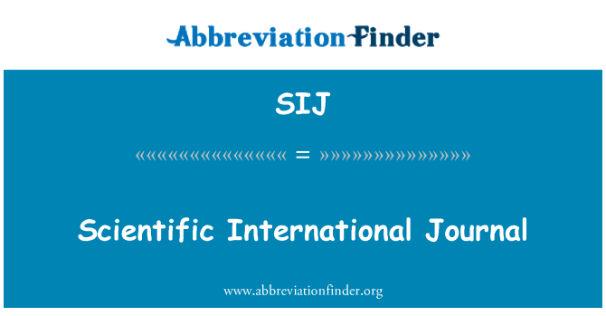 SIJ: वैज्ञानिक इंटरनेशनल जर्नल