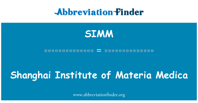 SIMM: Enstiti Shanghai de Materia Medica