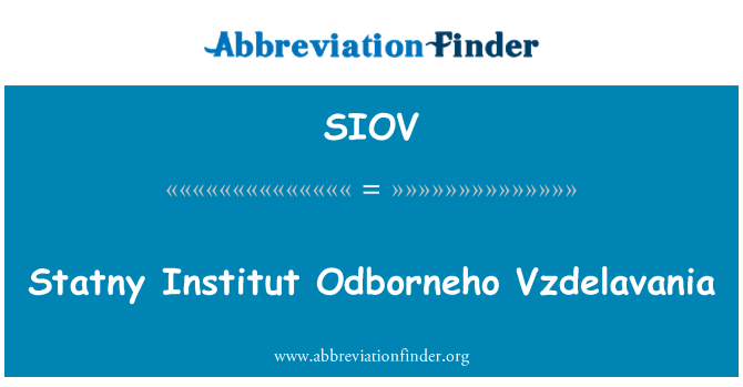 SIOV: Institut Statny Odborneho Vzdelavania