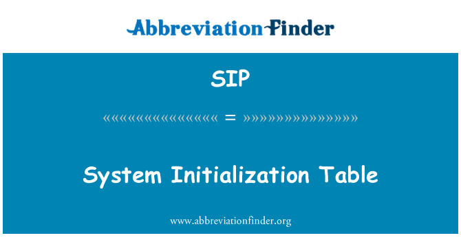SIP: Tabl ymgychwyn system