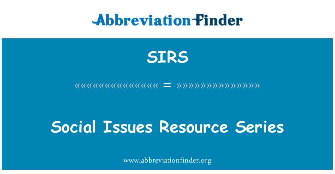 SIRS: Série de ressources questions sociales