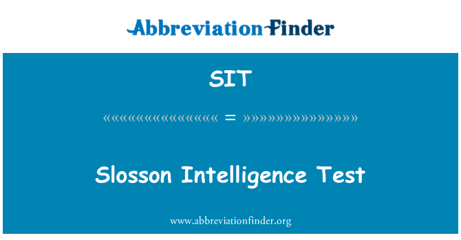 SIT: Slosson खुफिया टेस्ट