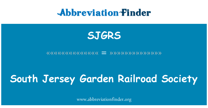 SJGRS: Etelä Jersey Garden Railroad yhteiskunnan