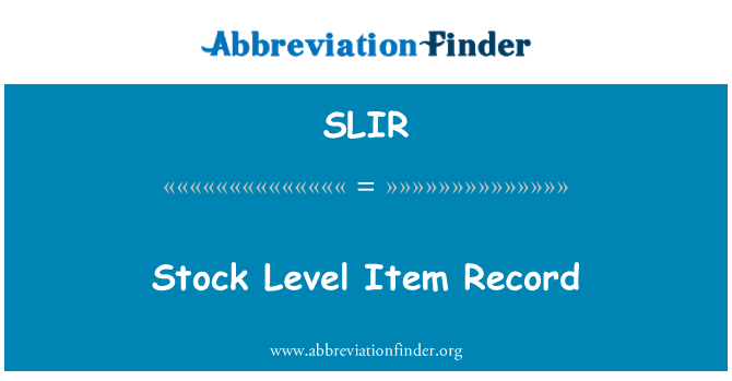 SLIR: Stock Level Item Record