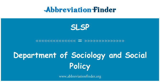 SLSP: Katedra sociologie a sociální politika