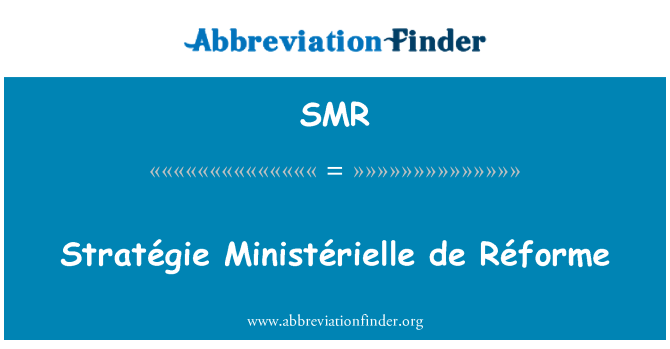 SMR: Stratégie Ministérielle de Réforme