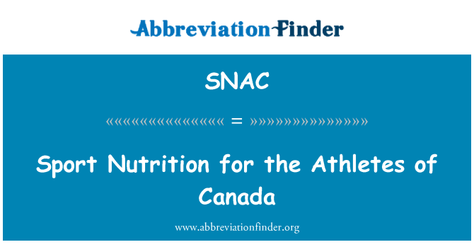 SNAC: 加拿大运动员的运动营养