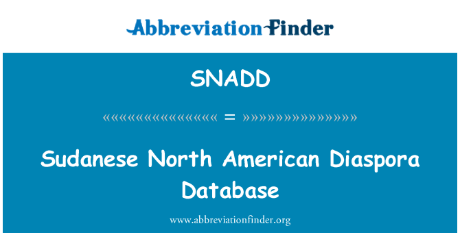 SNADD: Base de données soudanais Diaspora nord-américaine