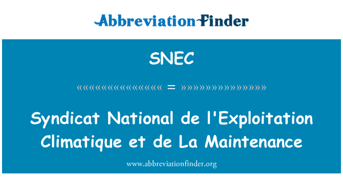 SNEC: Nazzjonali Syndicat l'Exploitation de Climatique et de La manutenzjoni