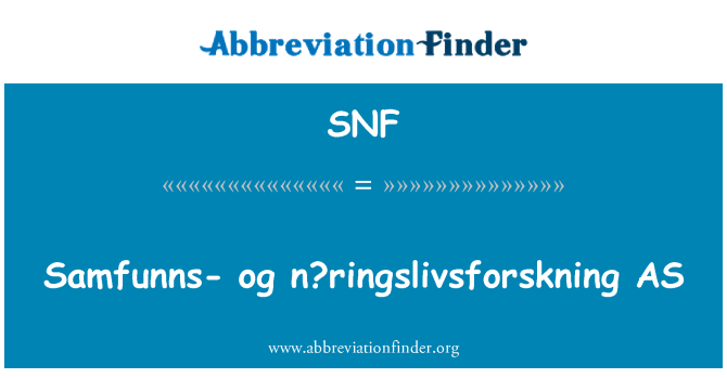 SNF: Samfunns og n? ringslivsforskning, kā