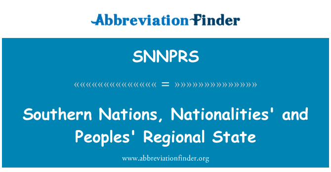 SNNPRS: Νότια των Εθνών, των εθνικοτήτων και λαών οι περιφερειακές κρατικές