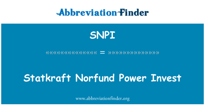 SNPI: Statkraft Norfund Power befektetni