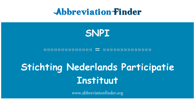 SNPI: Stichting Nederlands Participatie Instituut