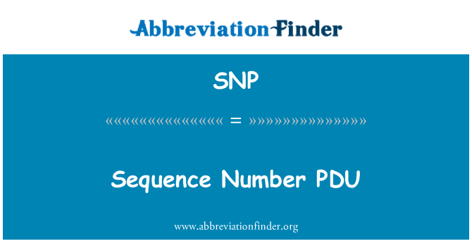 SNP: Sıra numarası PDU