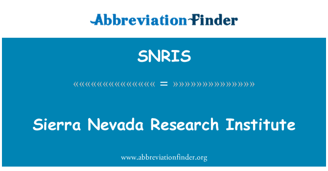SNRIS: Sierra Nevada Research Institute