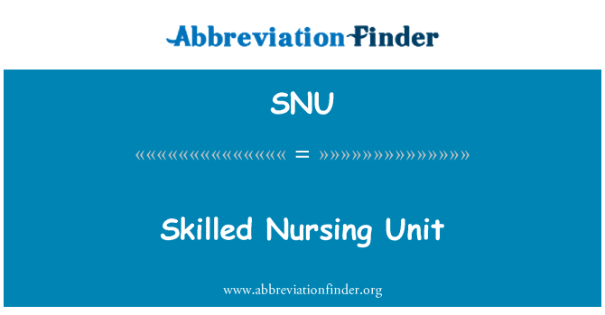 SNU: وحدة التمريض المهرة