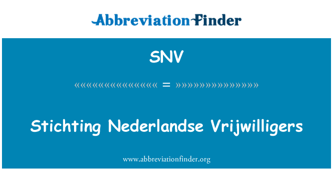 SNV: Stichting Nederlandse Vrijwilligers