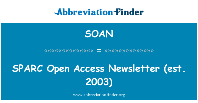 SOAN: SPARC aċċess miftuħ Newsletter (est. 2003)
