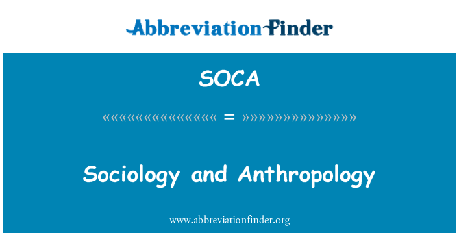 SOCA: Sociológia a antropológie
