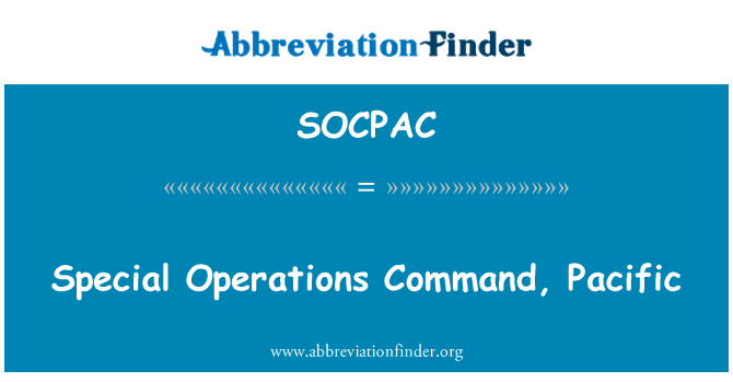 SOCPAC: Perintah operasi khas, Pacific