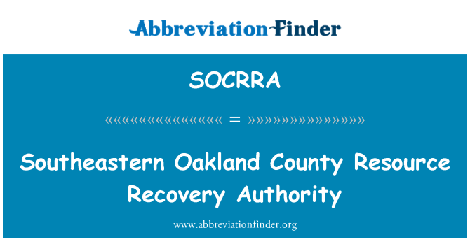 SOCRRA: Kaakkois Oakland County Resource Recovery viranomaisen