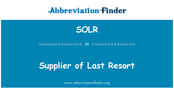 SOLR: Fournisseur de dernier recours