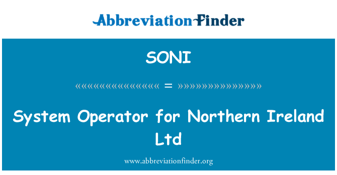 SONI: System Operator for Northern Ireland Ltd