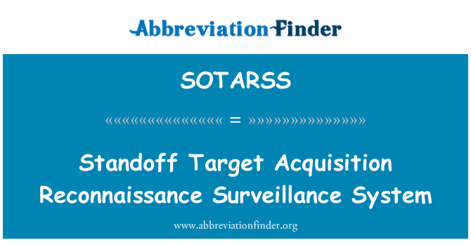 SOTARSS: Равен целевата придобиване система за наблюдение на разузнавателен
