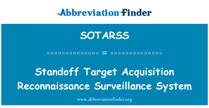 SOTARSS: Standoff fil-mira akkwist Reconnaissance sorveljanza sistema
