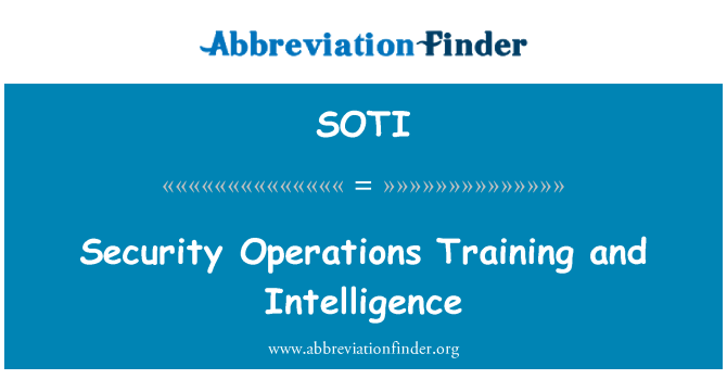 SOTI: Le operazioni di sicurezza formazione e Intelligence