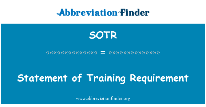 SOTR: Déclaration de l'obligation de formation