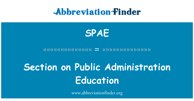SPAE: Section on Public Administration Education