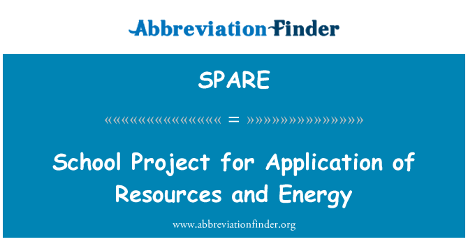 SPARE: School Project for Application of Resources and Energy