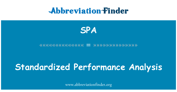 SPA: Standardizirani Performance Analysis