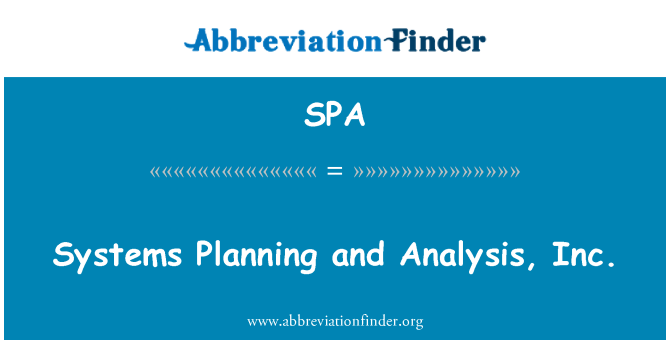 SPA: Systèmes de planification et d'analyse, Inc.